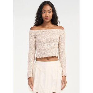 SAEMDI Women's Popcorn Top Size L In Cream